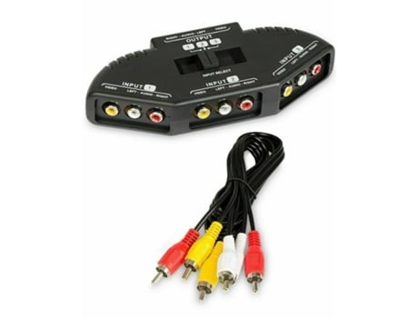 Divisor de conmutador RCA de 3 vías 3 en 1 salida RCA Audio Video AV Selector con cable negro