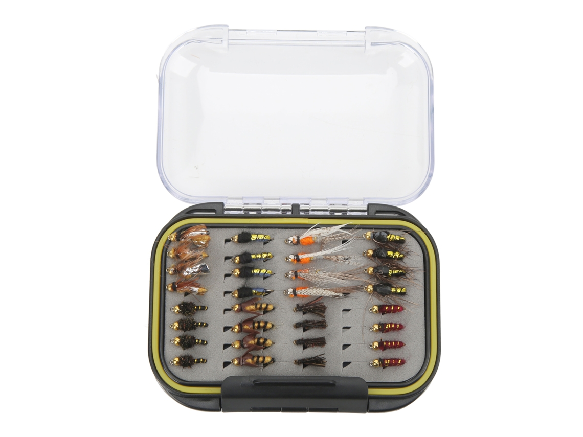 2026rebe-kit De Moscas Para Pesca Con Mosca 64 Piezas Anzuelos De Acero Inoxidable Con Caja Impermeable Accesorios De Pesca