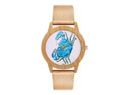 Reloj De Pulsera Unisex Con Correa De Malla Con Estampado De Cangrejo, Movimiento De Cuarzo, Zhoulianfa Oro Rosa