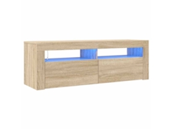 Mueble de TV con luces LED, Roble Sonoma, MAISON EXCLUSIVE (120x35x40 cm)