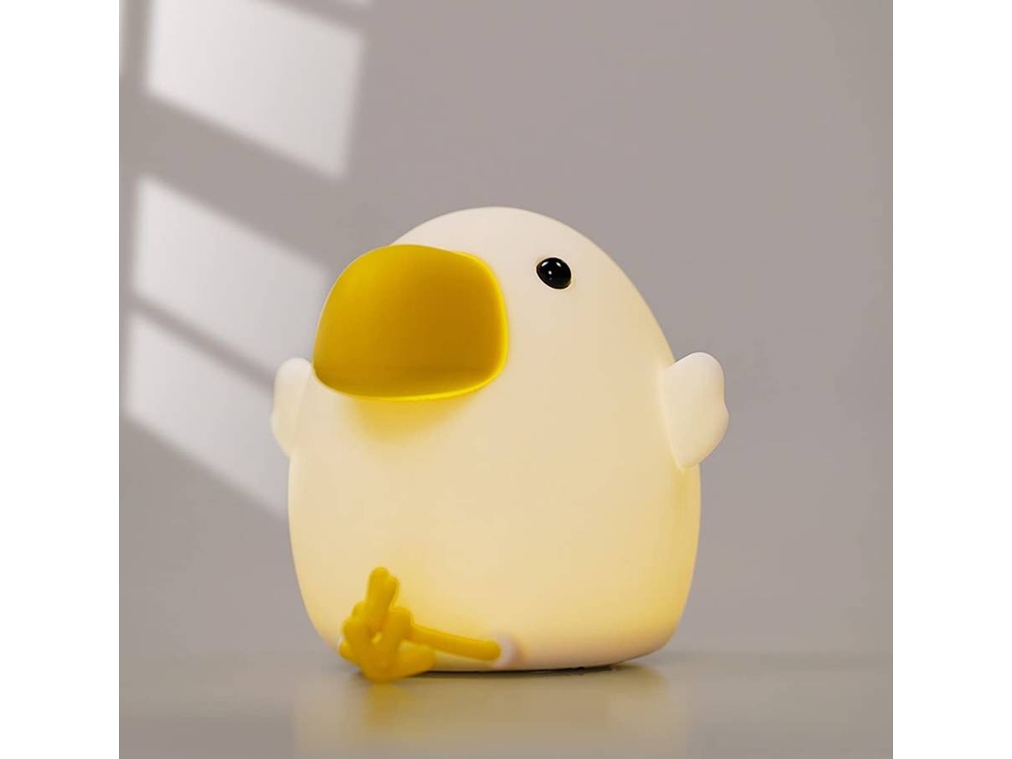 Luz nocturna para niños, linda lámpara de silicona con forma de pájaro para bebés y niños pequeños, luz nocturna con forma de animal (blanca)