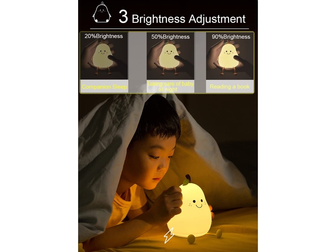 Bonita luz nocturna de silicona para niños, lámpara de pera regulable para decoración de dormitorio infantil, lámpara de noche kawaii con Vledary