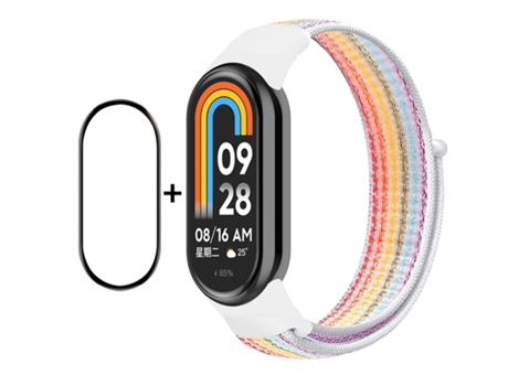 Correa de reloj inteligente para Xiaomi Mi Band 8 ENKAY Hat-Prince 2 en 1 Juego de protector de pantalla de cobertura total + Correa de reloj de na...