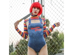 Disfraz De Chucky El Muñeco Asesino Para Mujer, Atuendo De Halloween Con Top De Manga Larga Y Falda Suave.