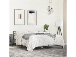 Estructura Cama Madera Ingeniería Metal Gris Sonoma 150x200 Cm