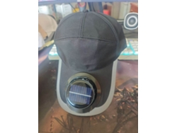 Sombrero Negro Con Energía Solar Y Ventilador.