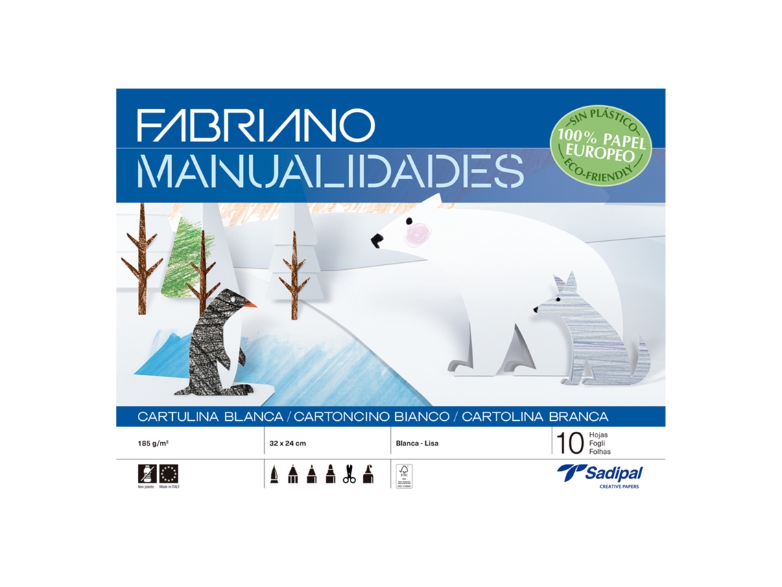 Caderno Trabalhos Manuais FABRIANO A4 Cartolina Branca C/10Fl S0400003