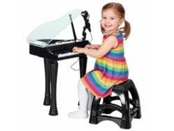 Piano Electrónico Infantil 32 Teclas Micrófono Altavoz Led Negro