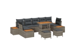 Maison Exclusive - Conjunto De Sofás De Jardín Con Cojín 10 Pcs Gris Poliratán