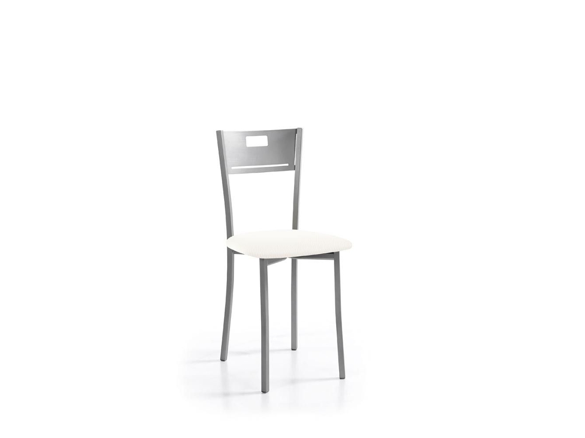 Cadeira de Cozinha Isabel em Alumínio 40x86x45cm Couro Sintético Branco FANMUEBLES