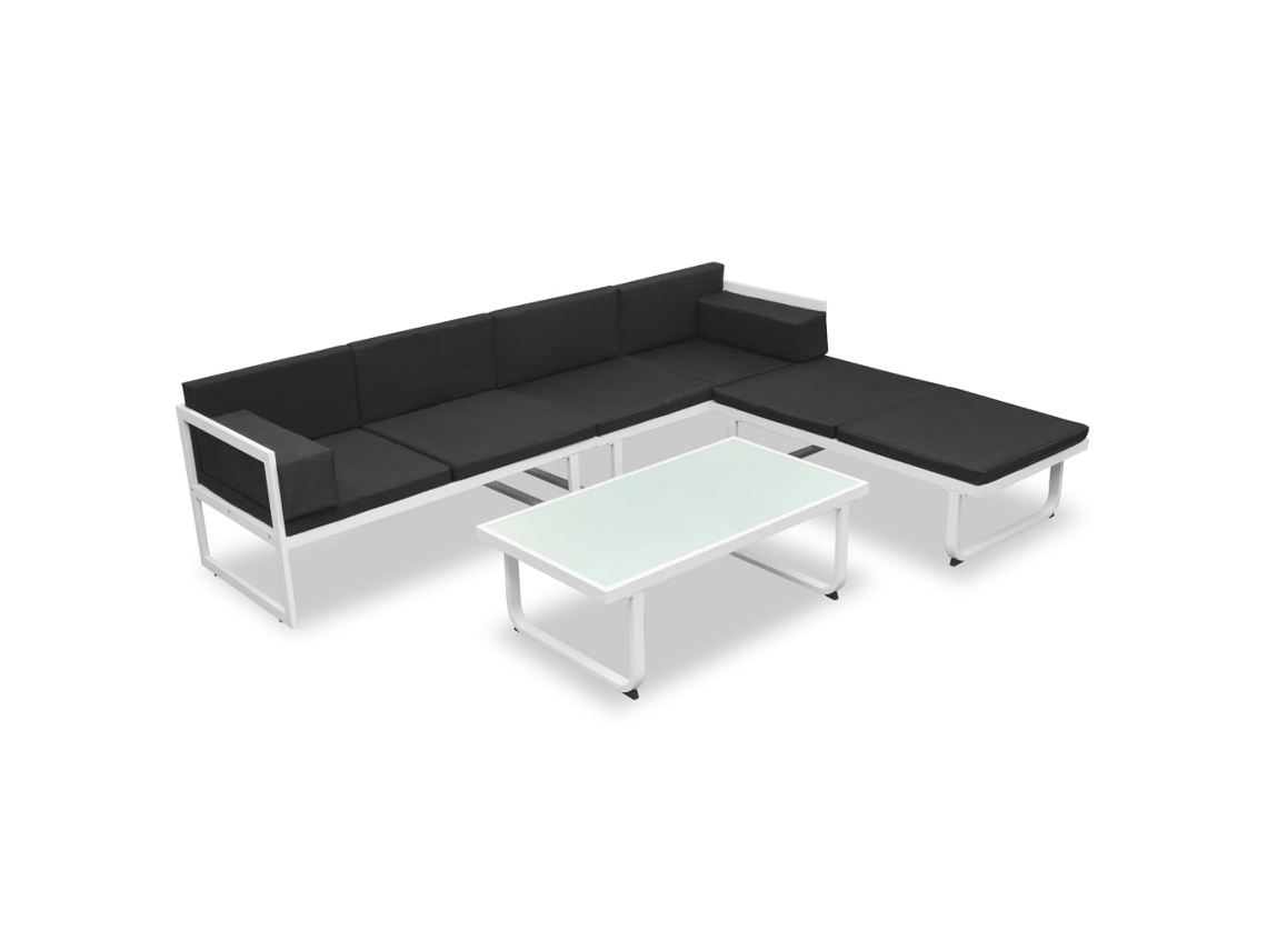 Conjunto 4 de muebles de jardín VIDAXL y cojines aluminio negro