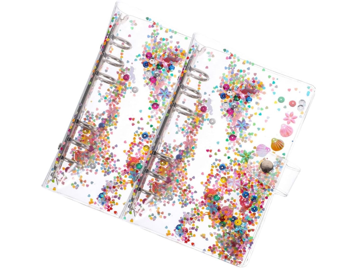 Juego 2 Carpetas Anillas Cubiertas Brillantes Cuadernos Móviles Fundas Protectoras