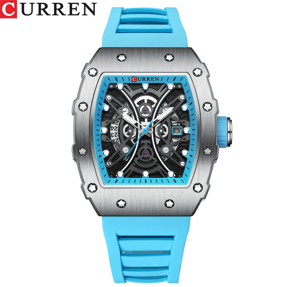 Reloj Creativo 3d De Acero Inoxidable Resistente Al Agua Para Hombre Con Correa De Silicona (azul)