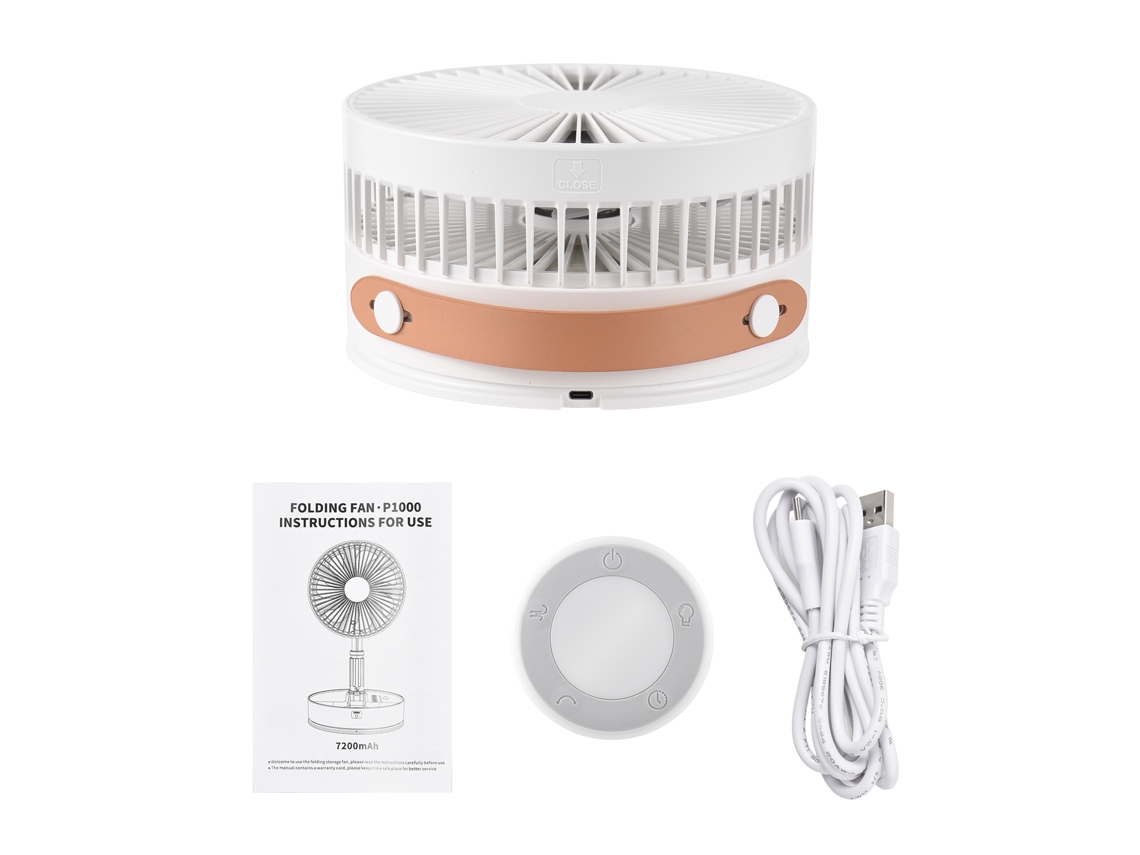 Ventilador Telescópico Plegable Portátil Con Batería De 7200 Mah, 4 Velocidades Y Control Remoto.