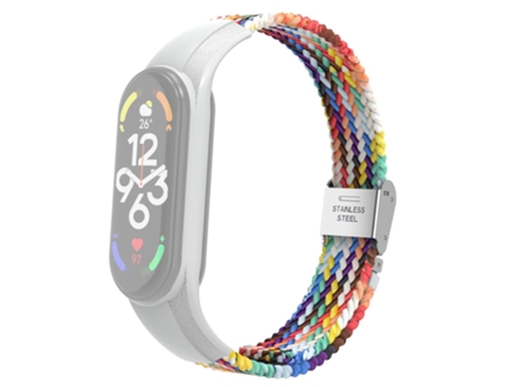 Correa de acero inoxidable trenzado con hebilla ajustable para Xiaomi Mi Band 7 - vistoso