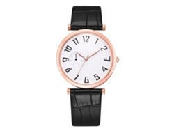 Reloj Casual De Moda Unisex Cuarzo Con Correa De Cuero Pu (oro Rosa Dial Blanco Grande)