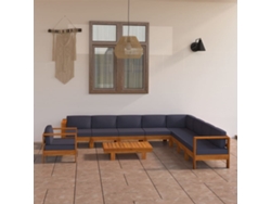 Conjunto de jardín DKD Home Decor de 10 piezas con cojines, acacia gris oscuro