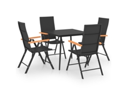 Conjunto 5 de comedor para jardín VIDAXL negro y marrón