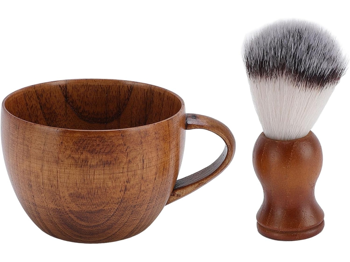 Juego De 2 Brochas De Afeitar Para Hombre: Nailon De Primera Calidad Y Elegante Cuenco De Madera.