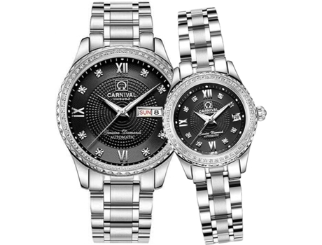 VEANXIN Reloj de pareja de diamantes Reloj mecánico automático-Rojo