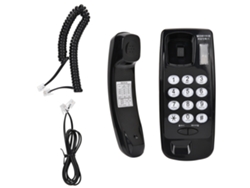 Teléfono de pared con soporte e interfaz RJ45 negro (6p2c)