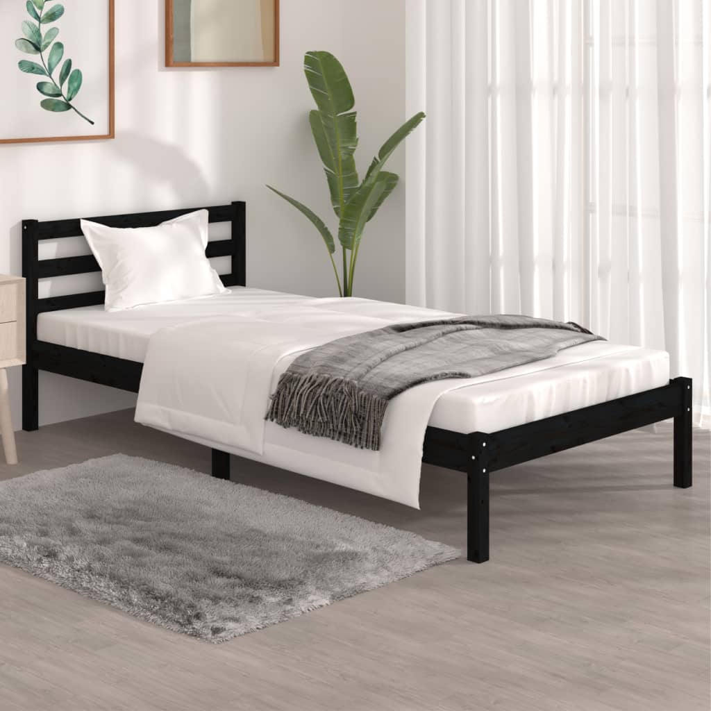 Cama VIDAXL Negro Madera (Compatible con Colchón: 195.5 x 95.5 x 69.5 cm)