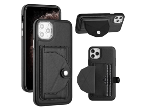 Funda Mobile Phone Cases Shockproof With Card para iPhone 11 Pro Max Piel Marrón