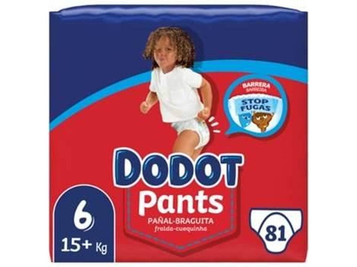 Pañales Calzoncillos DODOT Pants (T6 - 15kg+ - 81 Unidades - Pack 3x27  Unidades)