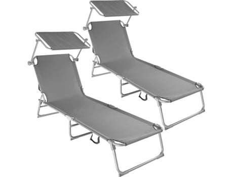 Conjunto de 2 Tumbonas TECTAKE (Gris - Metal - 190x68x28 cm)