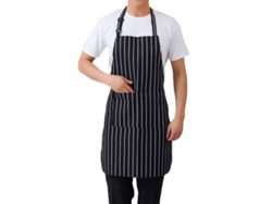 Delantal De Cocinero Profesional, Delantal De Cocina Delantal De Bib Resistente Al Agua Con 2 Bolsillos Para Hombres Y Mujeres, Tira Negra, Ajustable,