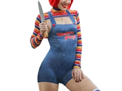 2026-traje De Muñeca Chucky Para Mujer Set Halloween Noche Terrorífica Asesino Tela Poliéster Estilo Ajustado Manga Larga M B