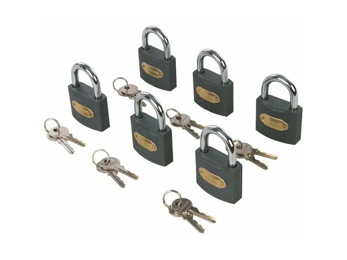 Candado de seguridad, rendimiento antirrobo mejorado gracias a su diseño innovador, cómoda llave para múltiples cerraduras, 50 mm, paquete de 6