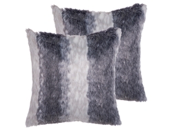 Conjunto De 2 Almofadas Decorativas Beliani Hordeum De Pelo Sintético Castanho 45x45x10