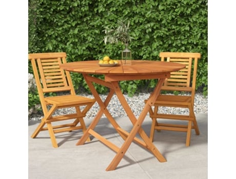 MAISON EXCLUSIVE Mesa de jardín plegable madera maciza de teca Ø 85x75 cm