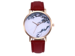 Reloj De Pulsera Para Parejas Zhoulianfa Con Correa De Cuero Sintético Rojo De Diseño Personalizado.