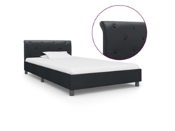 Estructura De Cama De Cuero Sintético Negro 100x200 Cm