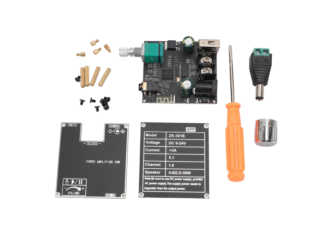 Placa Amplificadora Bluetooth Mono 5.1 Zk-301b, Módulo De 30 W Con Chip Tpa3110d2 Y Función Tws, Compatible Con Aplicación.