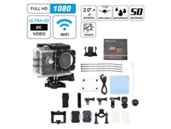 Cámara Deportiva F60 Con Pantalla 2 Pulgadas, Wifi, Ángulo Amplio 170°, 4k 30fps, Impermeable Y Kit Completo