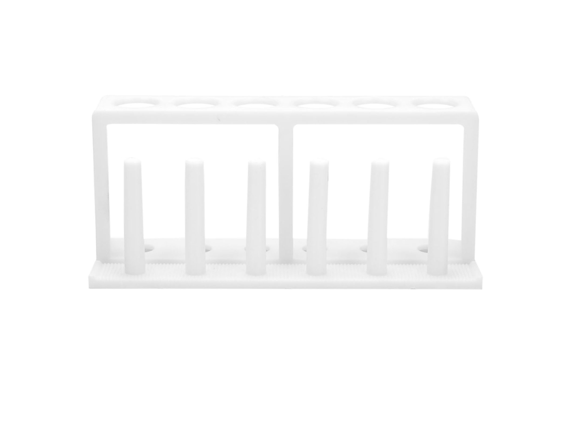Soporte De Plástico Blanco Para Tubos De Ensayo Con 6 Orificios Y 6 Columnas Para Uso En Laboratorio, 25 Mm