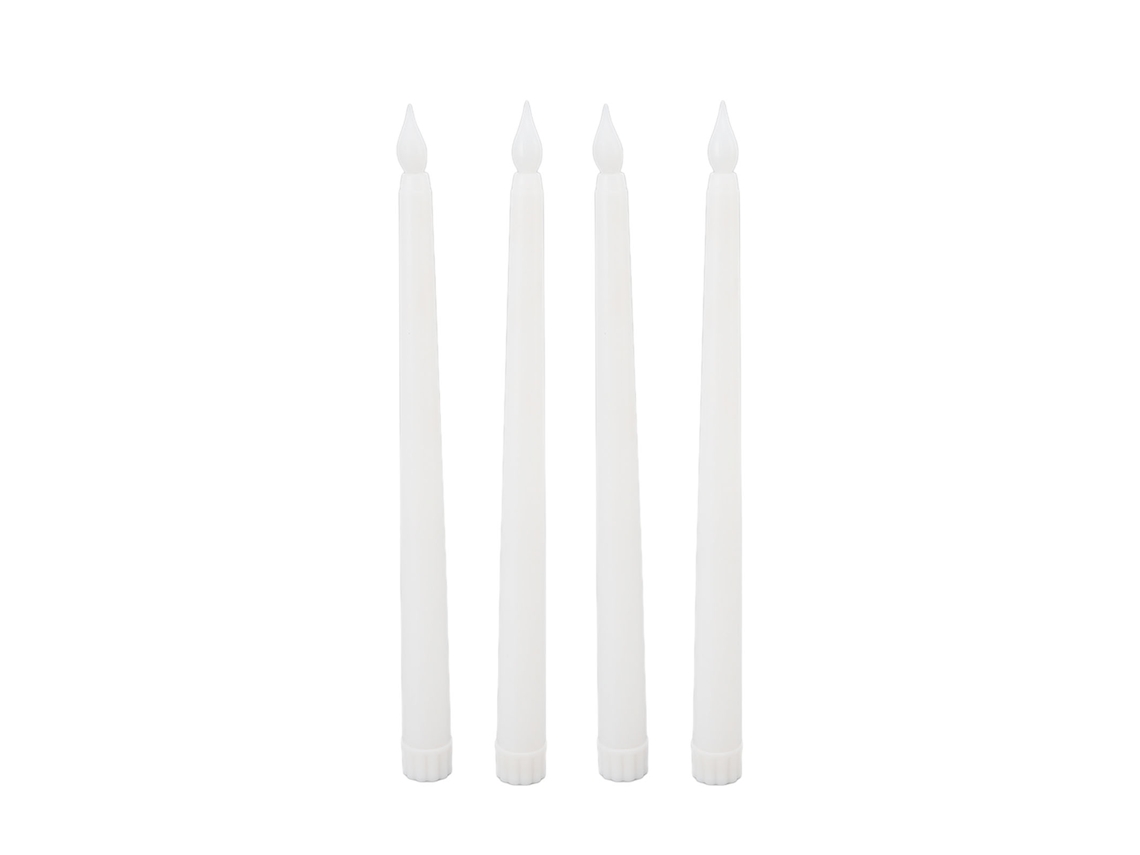 4 Velas Led Sin Humo, Llama, Seguras, Ecológicas, De Luz Cálida, Eléctricas, Cónicas, Blancas.