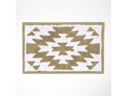 Homescapes Natural And White Bath Mat 100 Cotton Aztec Design, 50 X 80 Cm