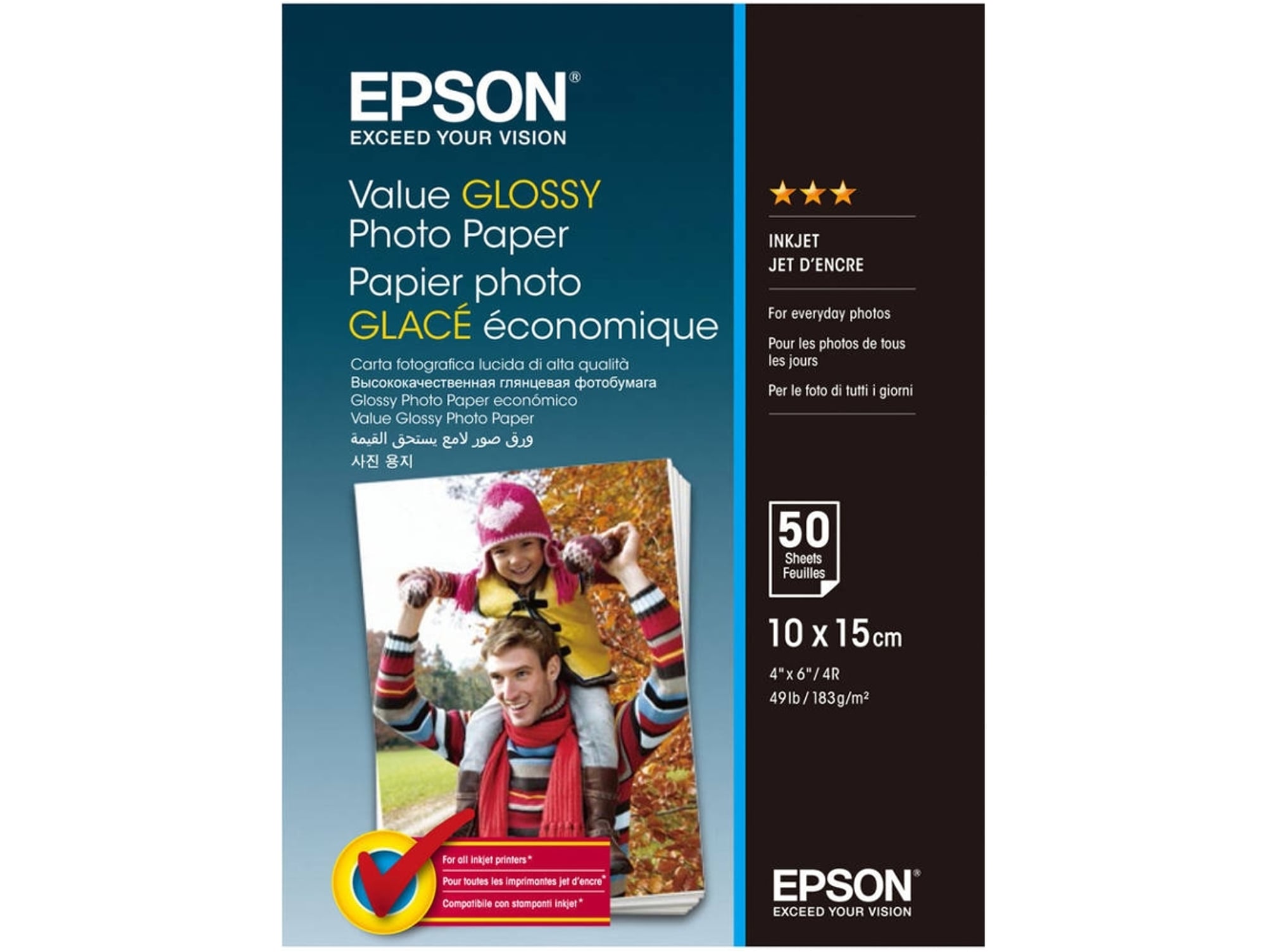 Papel Fotográfico Brillante EPSON 10X15 50 Hojas | Worten.es