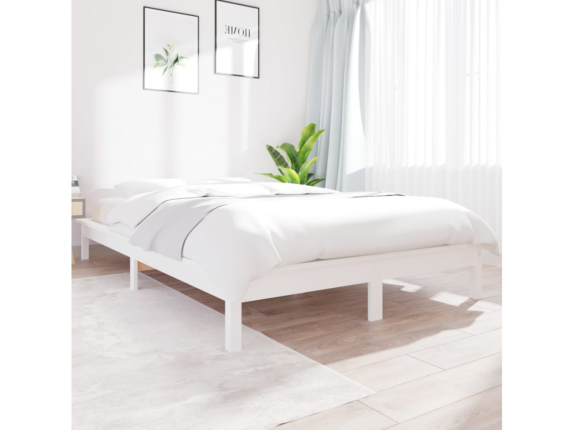 Estructura De Cama De Madera Maciza Blanca 180x200 Cm