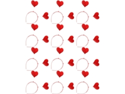 Juego De 12 Diademas Para El Día De San Valentín Para Mujeres Adultas - Ajustadas - Cabezas De Corazón Con Purpurina Roja