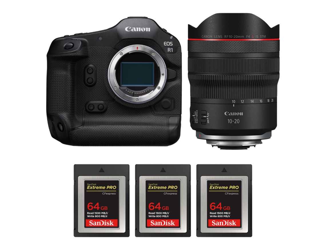 Canon Eos R1 + Rf 10-20mm F/4 L Is Stm + 3 Sandisk 64gb Extreme Pro Cfexpress Type B + Ebook “20 Consejos Para Fotos Que Impactan”