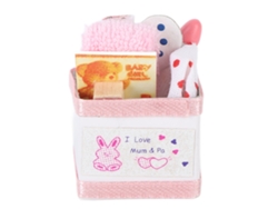 Ats-caja De Juguetes Miniatura Para Muñecas Bebé Rosa Bonita Con Juguetes Para Accesorios De Casa De Muñecas 1/12