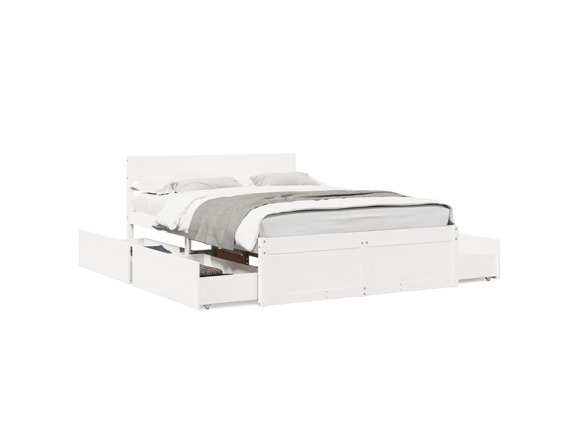 Maison Exclusive - Estructura De Cama Sin Colchón Madera De Pino Blanca 120x200 Cm