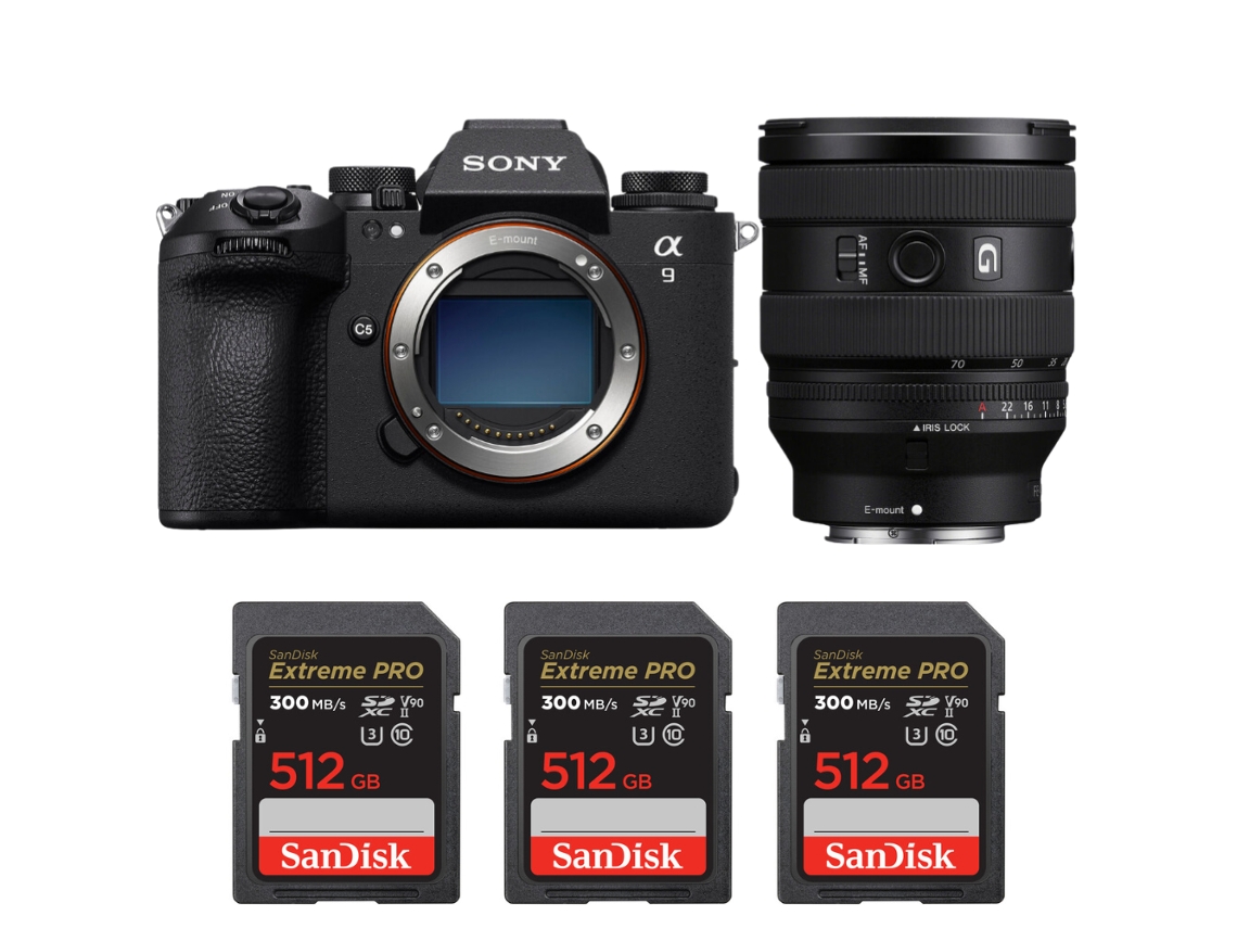 Sony A9 III + Fe20 70mm F/4 G + 3 Sandisk 512GB UHS II 300MB/s + Libro electrónico “20 consejos para fotos impresionantes”