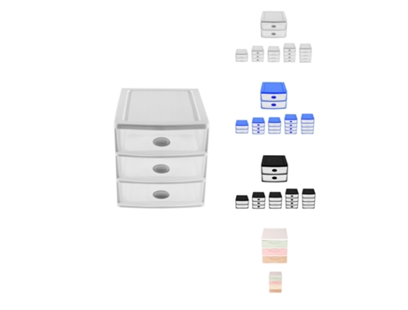 Cajonera de sobremesa grande – Torre de Almacenamiento multiusos Blanco 3 Cajones - Pomo