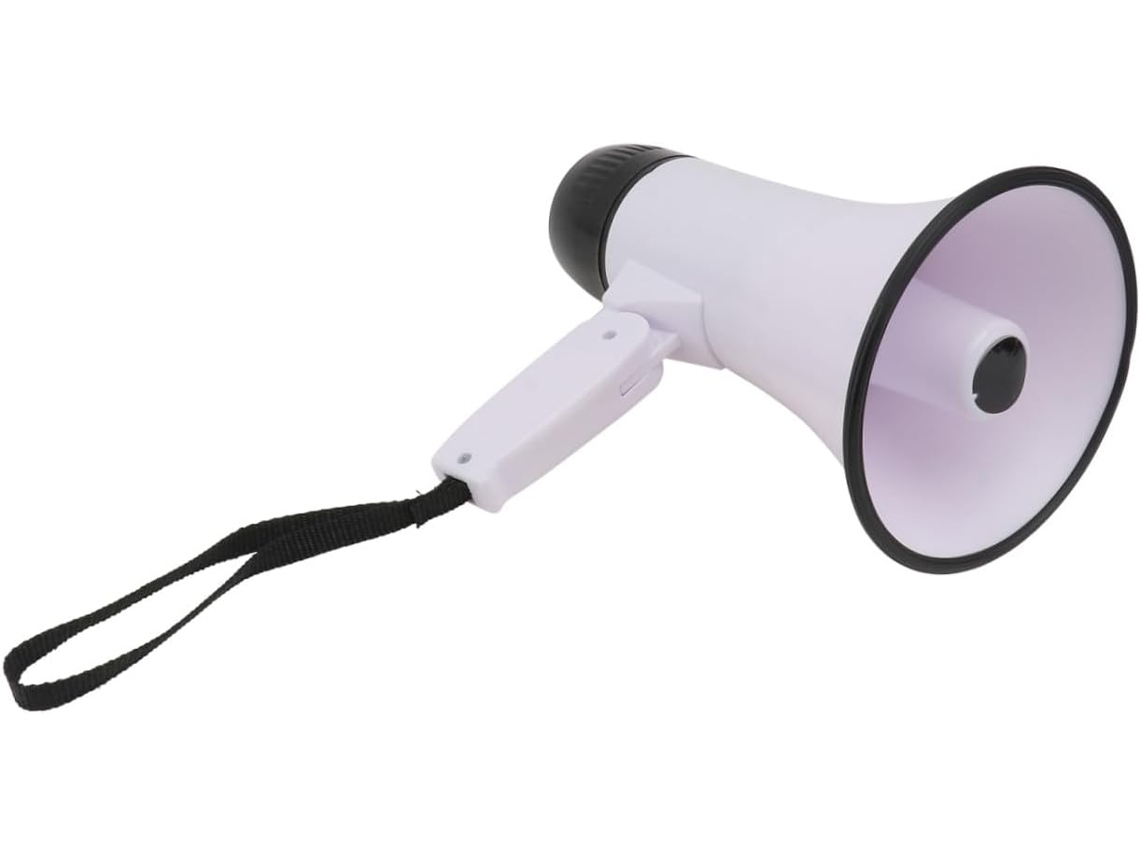 Megáfono Portátil Blanco Para Grabación, Amplificador De Sonido De 3500 Mah, Diseño Plegable De Acero Abs.
